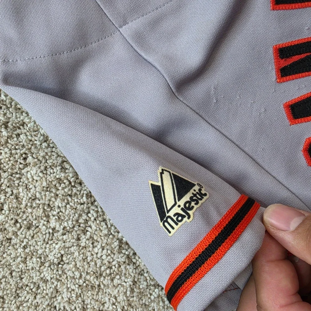 VINTAGE San Francisco Giants Baseball Jersey Kids Small Gray MLB Majestic Boys